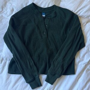 Old Navy Forest Green Waffle Knit Long Sleeve